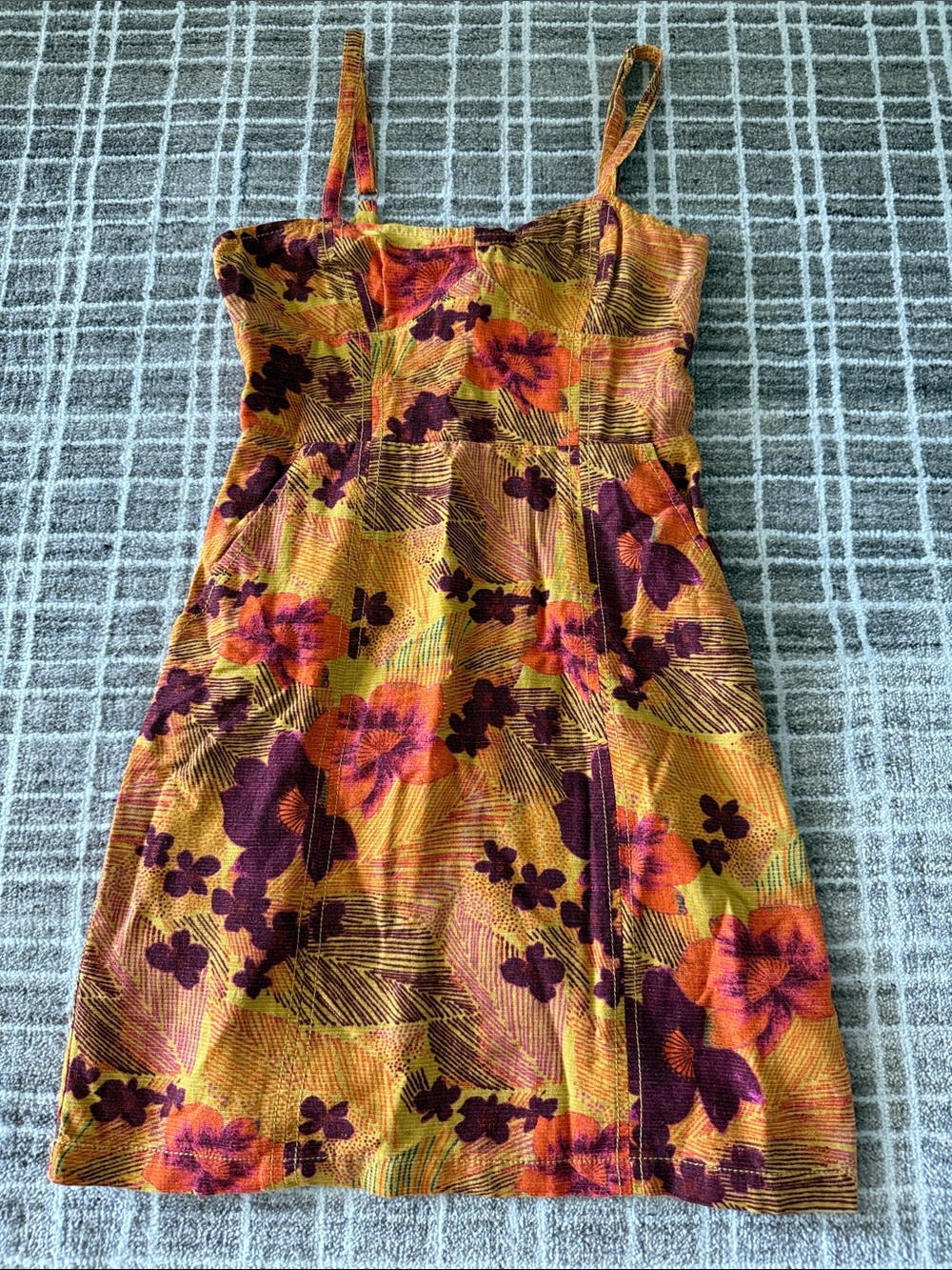 Urban Outfitters Mustard, Orange & Plum Floral Sundress